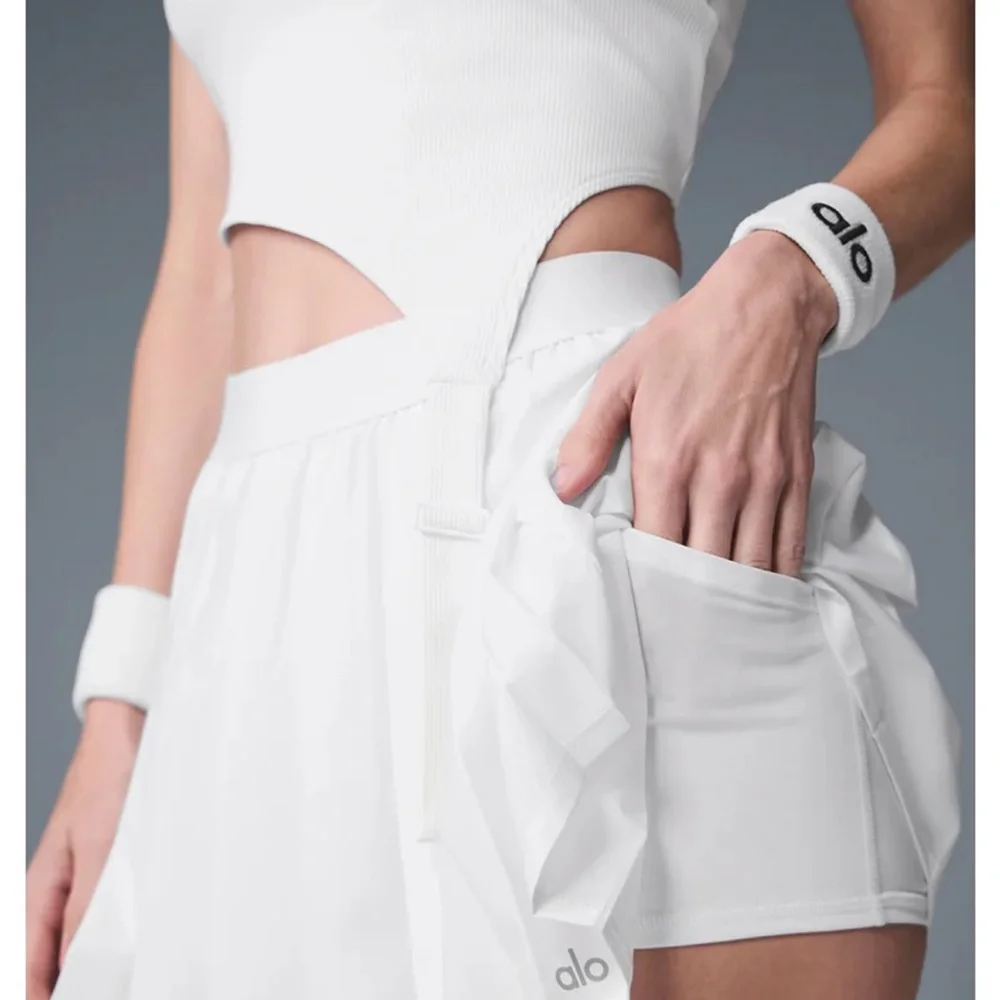 Alo Varsity White Pleated Tennis Skirt